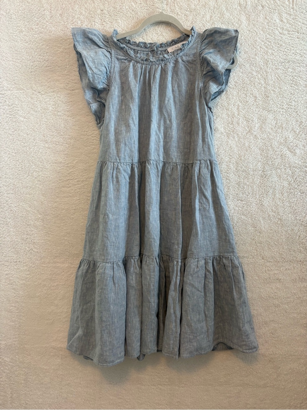 Lake Helen Blue Linen Tiered Ruffle Swing Dress Size Large